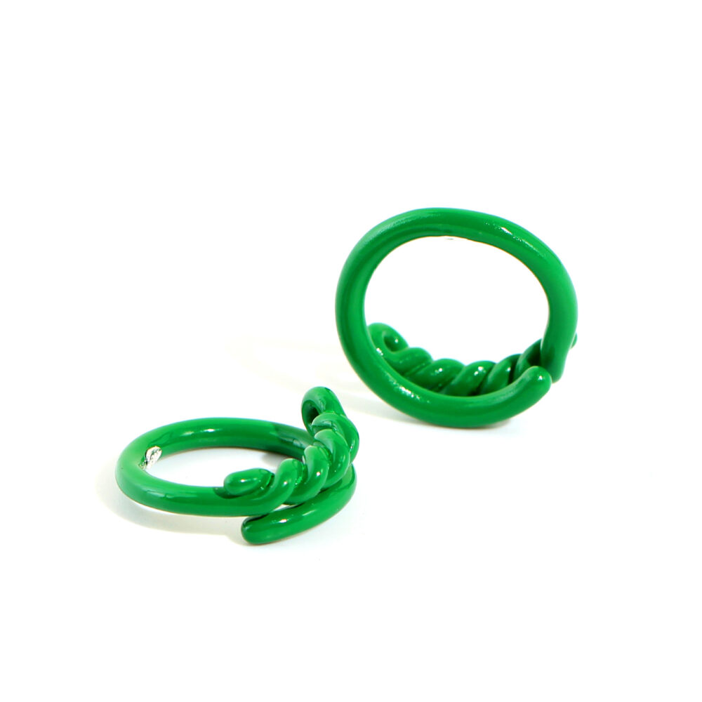 Green Curved Ring and Bracelet Set