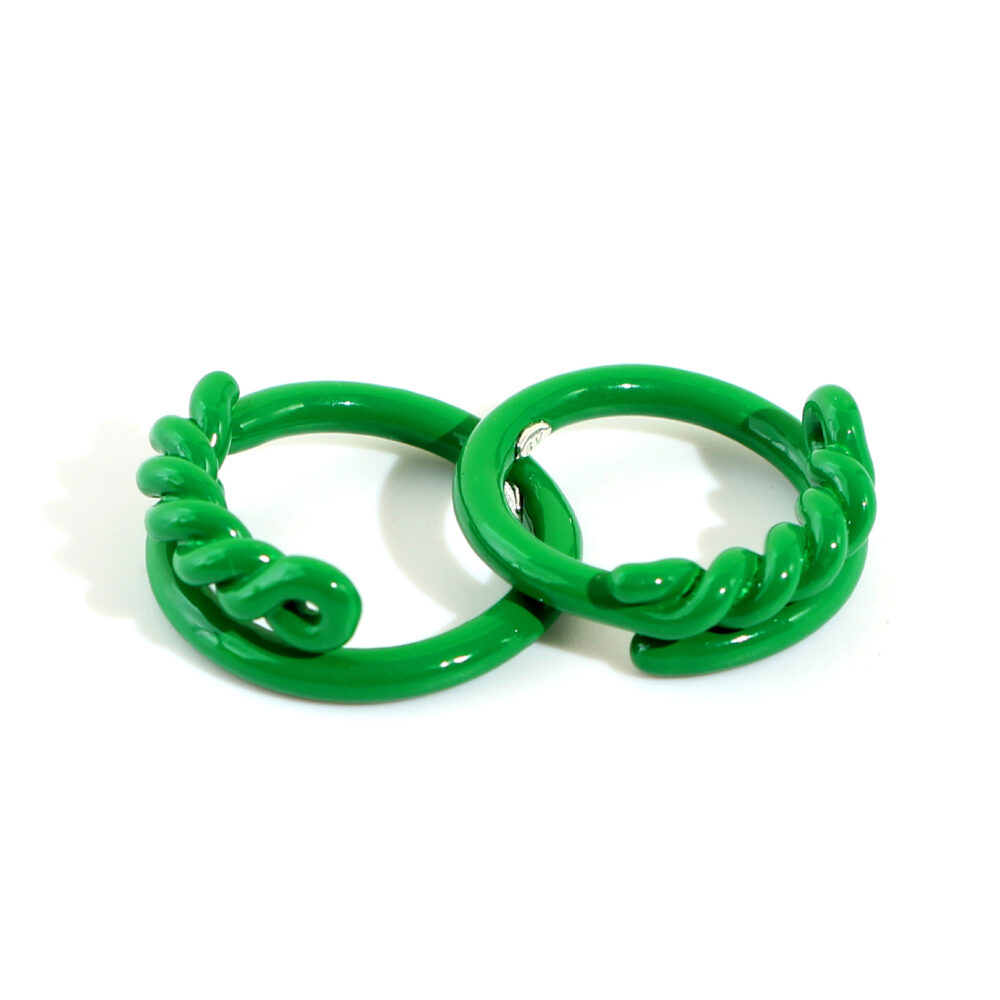 Green Curved Ring and Bracelet Set