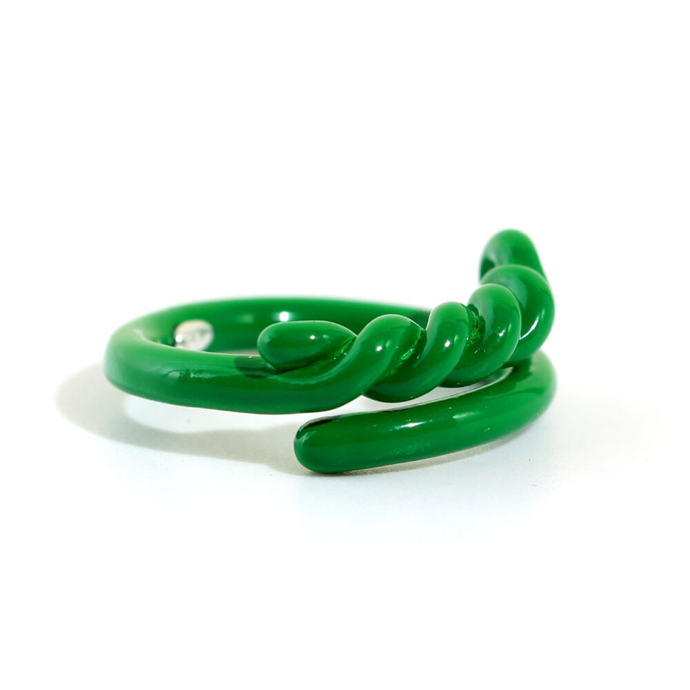 Green Curved Ring and Bracelet Set